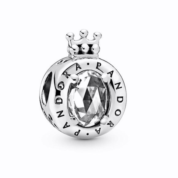 New Authentic Pandora Clear Sparkling Crown O Charm Fit  Pandora Clear Sparkling Crown O Charm